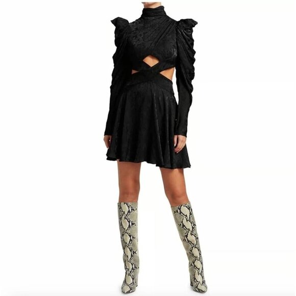 AMUR Brea Cutout Statement Mini Dress Black Womens Size 6 - Picture 1 of 9